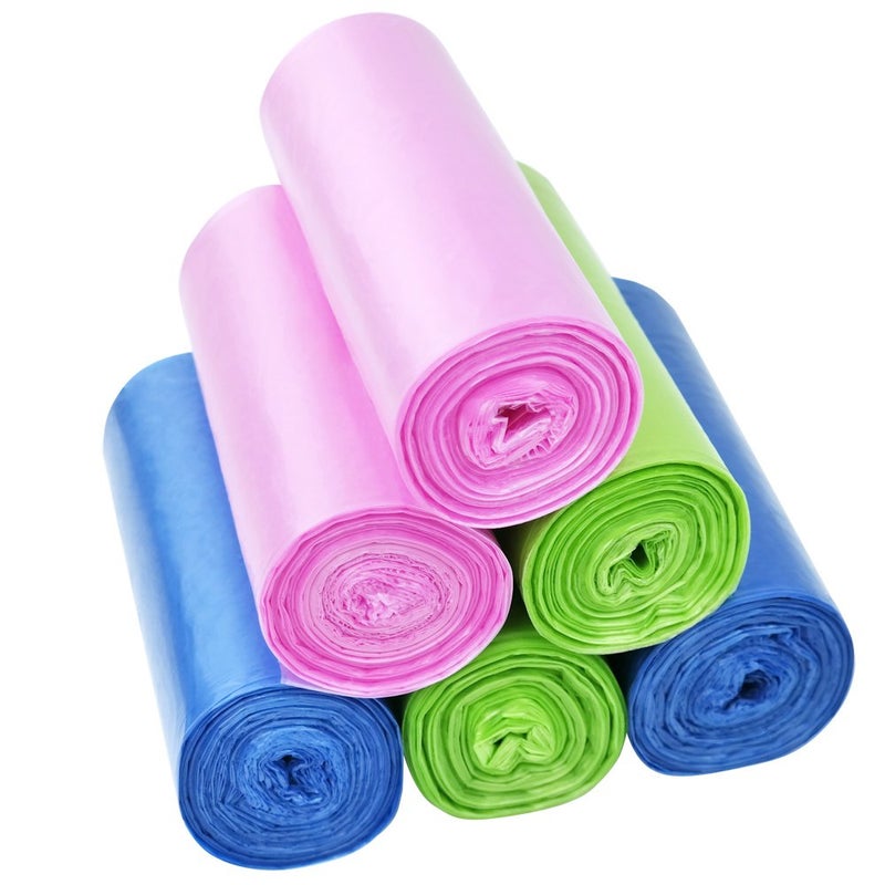 HOMMP 2.6 Gallon Trash Bags, Colored, 120 Counts/ 6 Rolls - Image 1